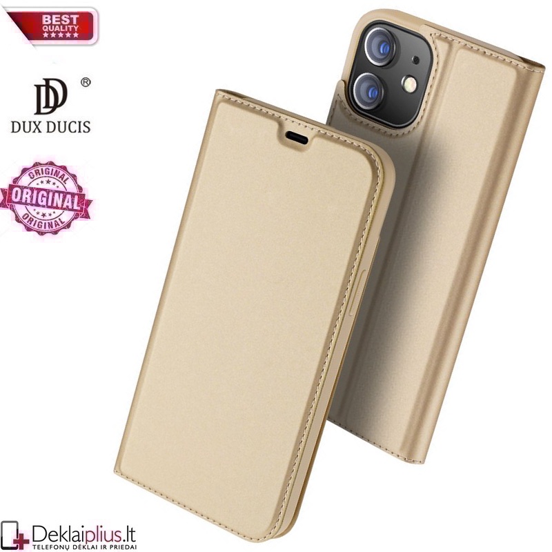Dux Ducis dirbtinės odos atverčiamas dėklas - auksinės spalvos (Apple Iphone 12 Mini) Dux Ducis dirbtinės odos atverčiamas dėklas - auksinės spalvos (Apple Iphone 12 Mini)